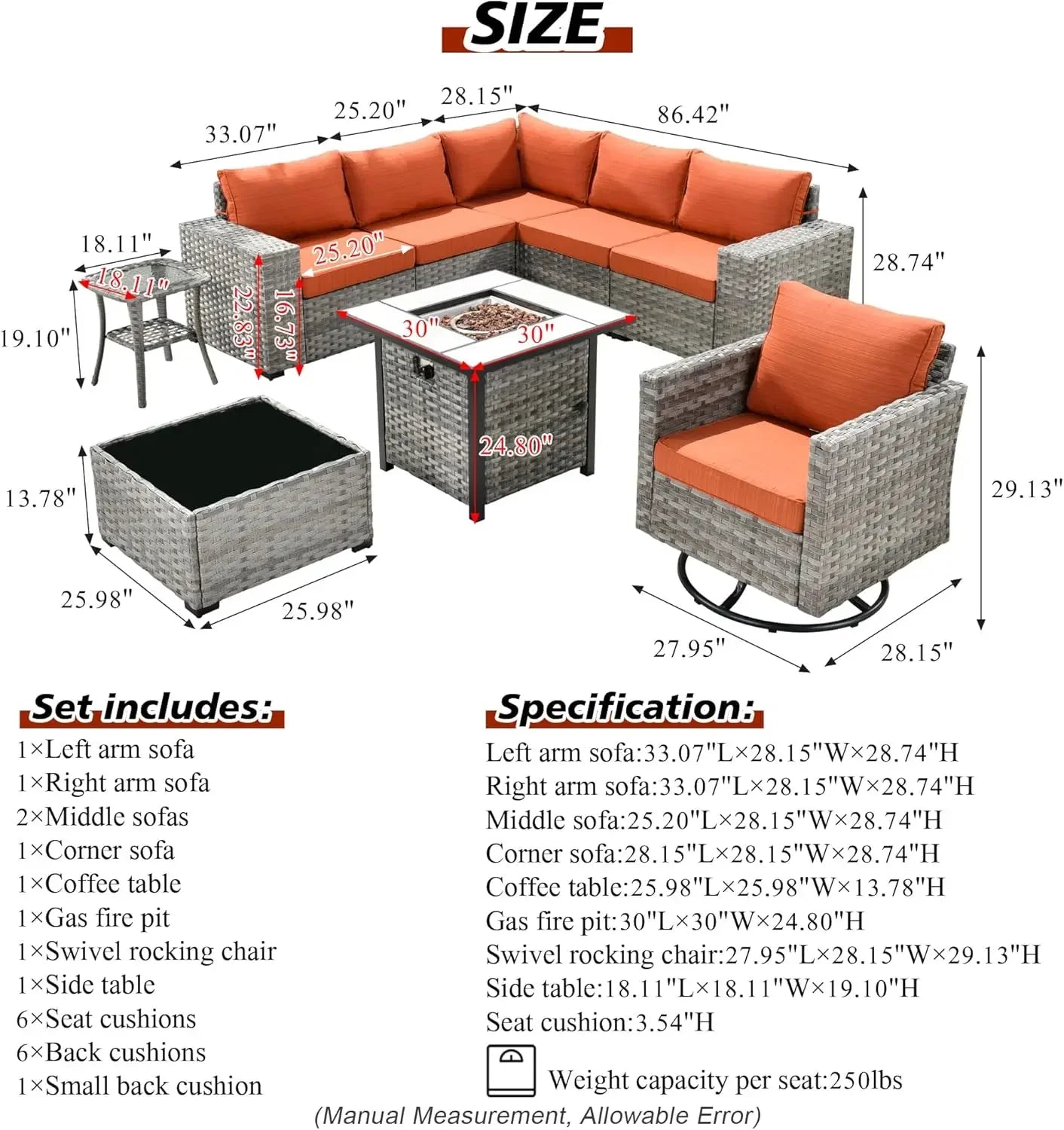 Modular Wicker Patio Sectional Furniture Set