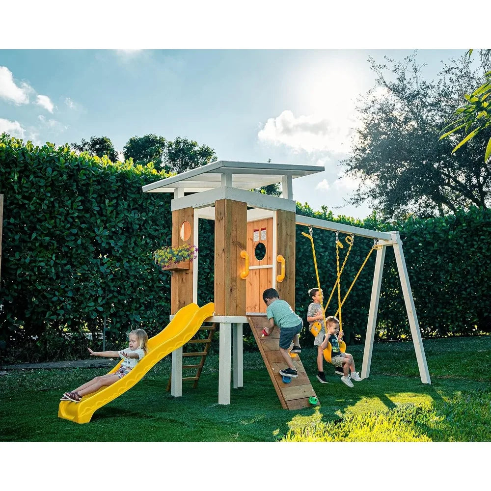 Backyard Wood Playground Playset 2 Belt Swings