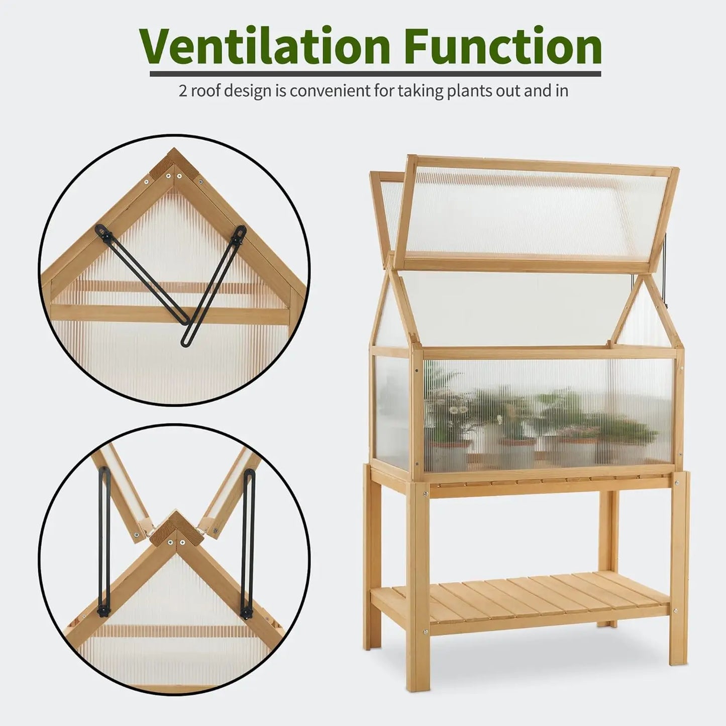 Raised Potted Plant Protection Box w/Shelf, Outdoor/Indoor