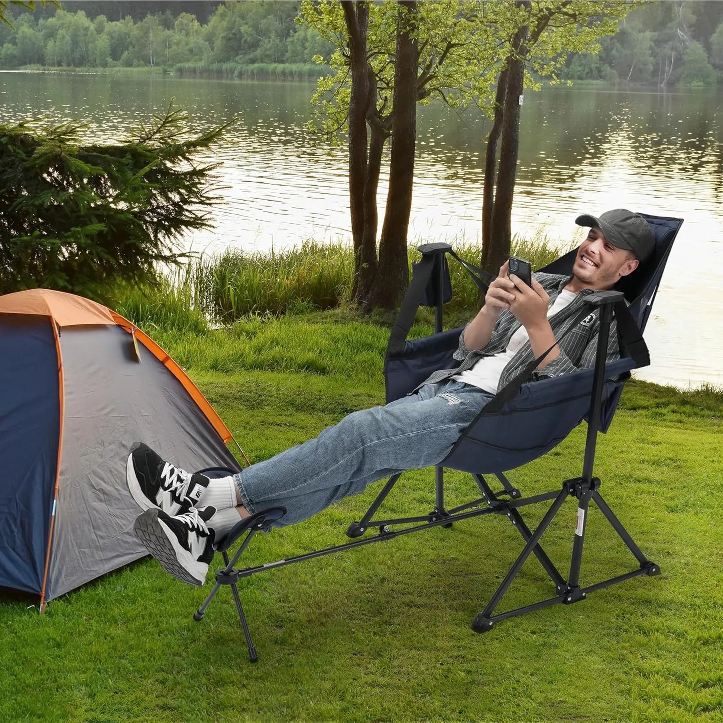 Hammock Camping Chair with Retractable Footrest