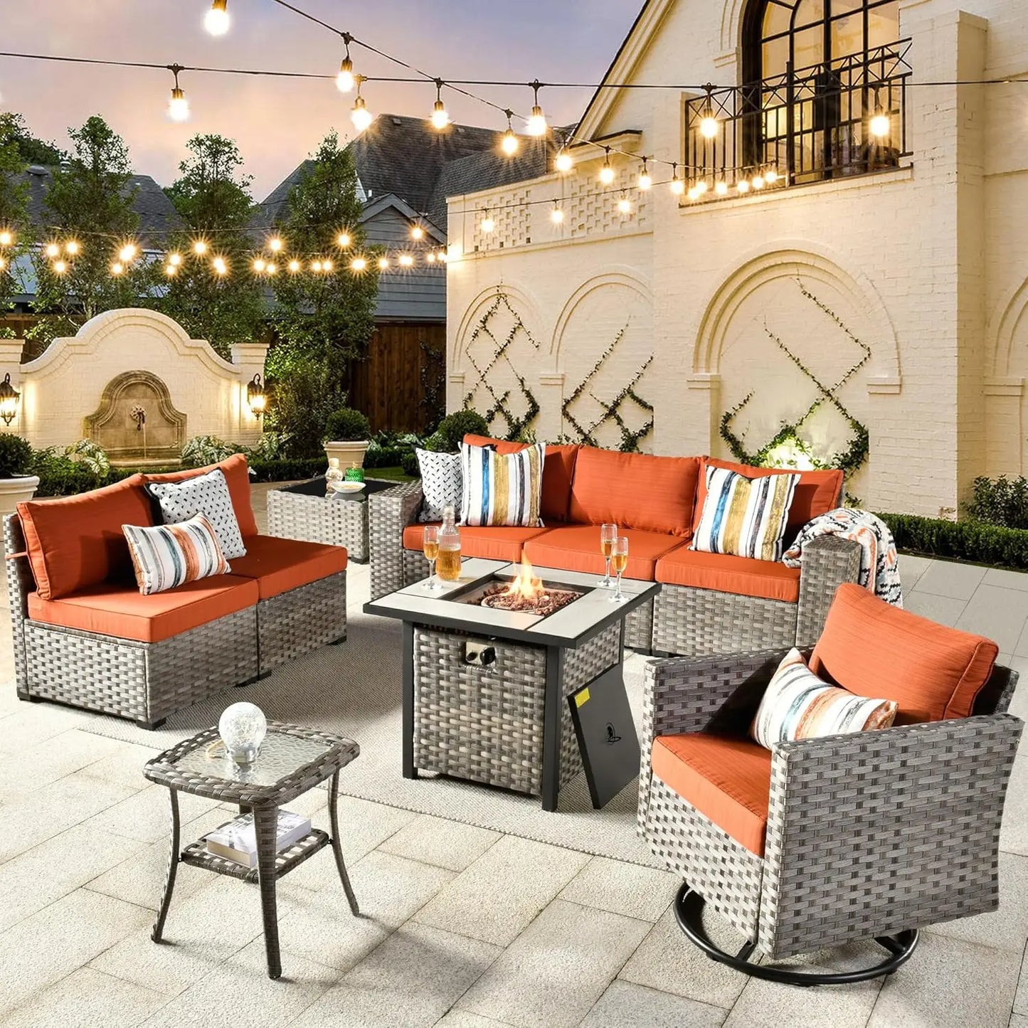 Modular Wicker Patio Sectional Furniture Set