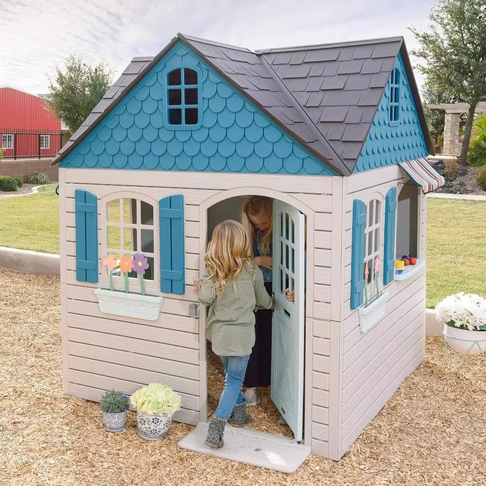 Heavy Duty Plastic Outdoor Playhouse, 6ft X 6ft X 7 Ft Tall