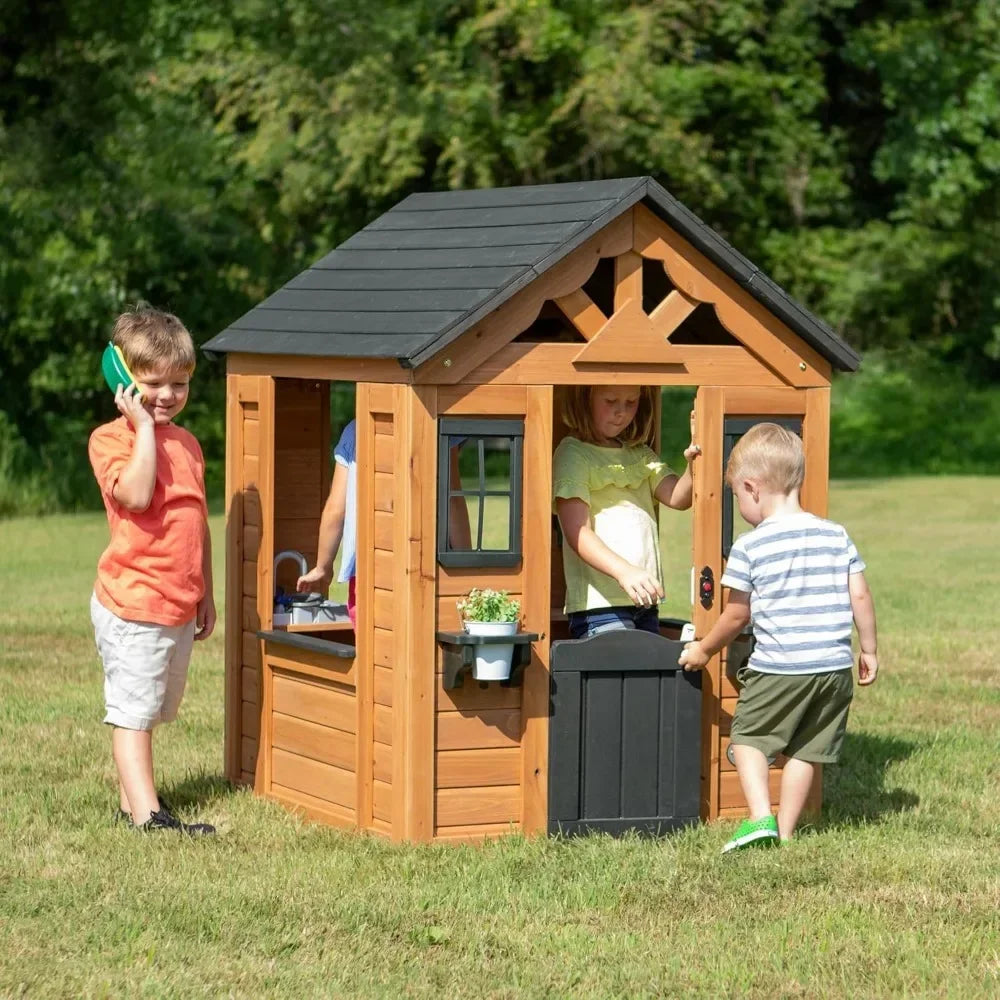 All Cedar Wooden Backyard Discovery Playhouse, 46 x 42 x 55 inches