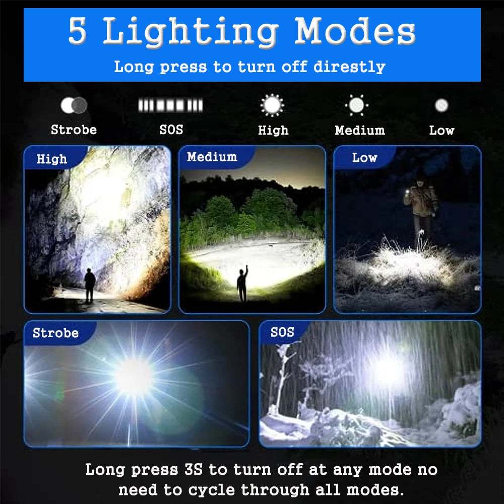 Rechargeable LED Super Bright High Powered Flash Light