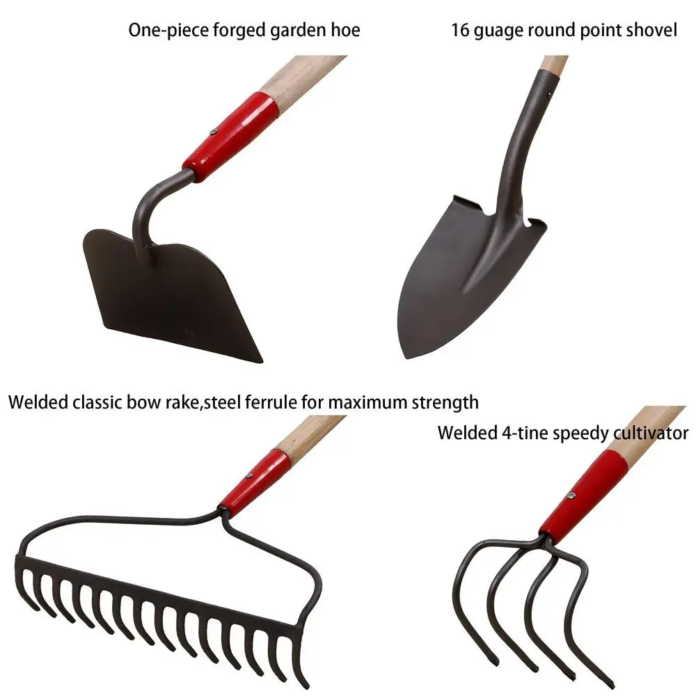 7-Piece Shovels Rakes Hoe Set