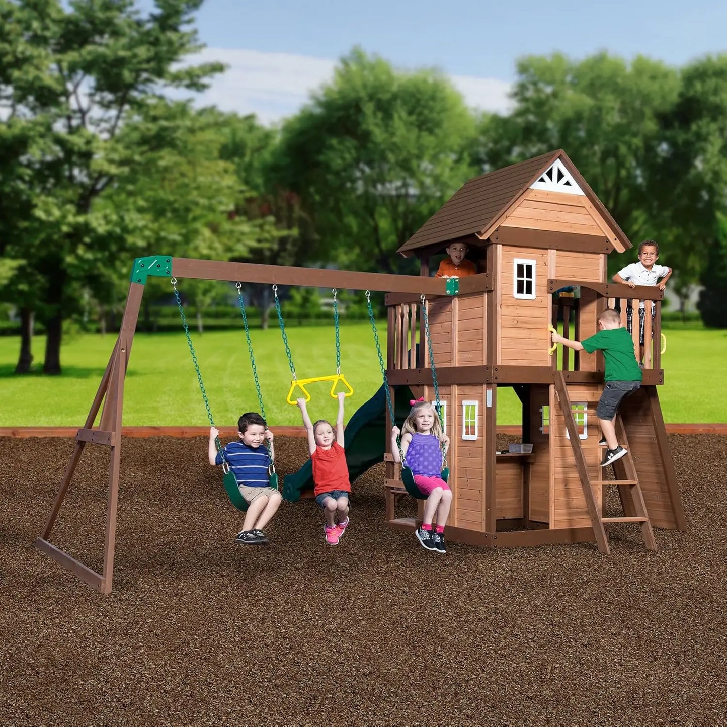 All Cedar Swing Set, Covered Upper Clubhouse,