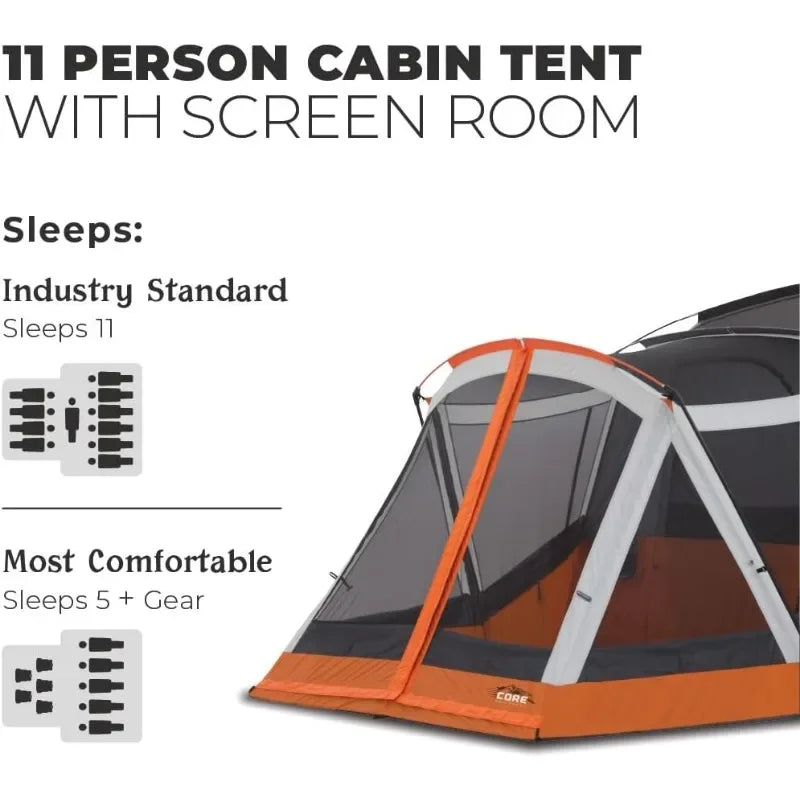 11 Person Cabin Tent w/Screen Room