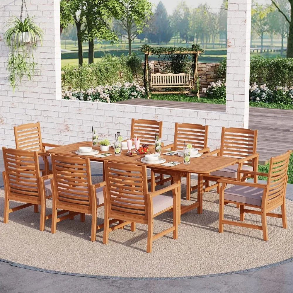 Acacia Wood Expandable Patio Dining Table for 6-8