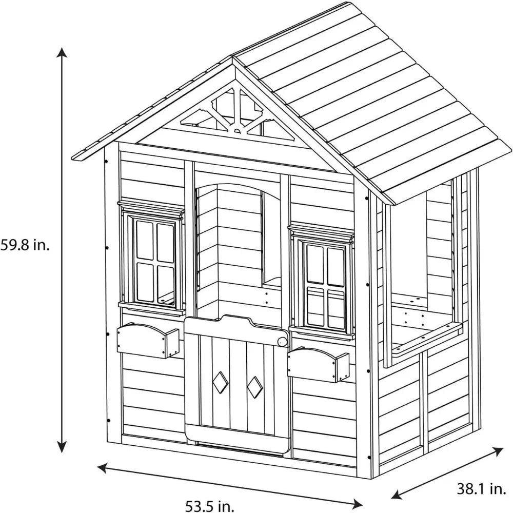 Wooden Backyard Playhouse w/Flower Boxes