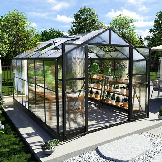 8x12x7FT Polycarbonate Greenhouse Walk in