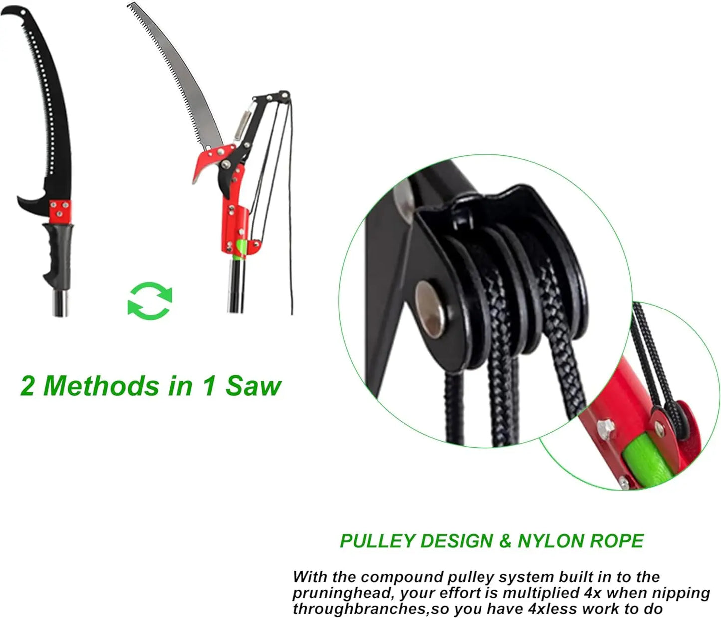 26Ft Pole Saw For Tree Trimming Manual Branch Pruner