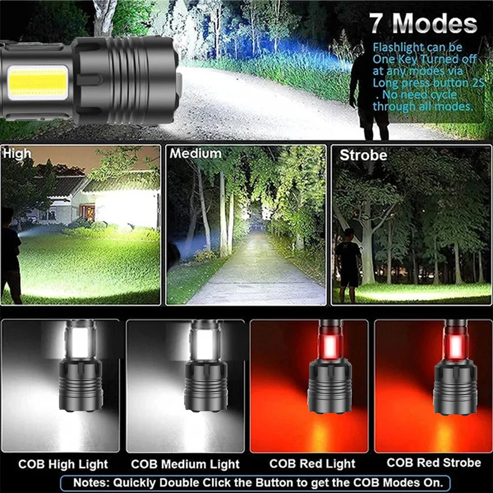 Rechargeable Led Super Bright Flashlight, 7 Modes