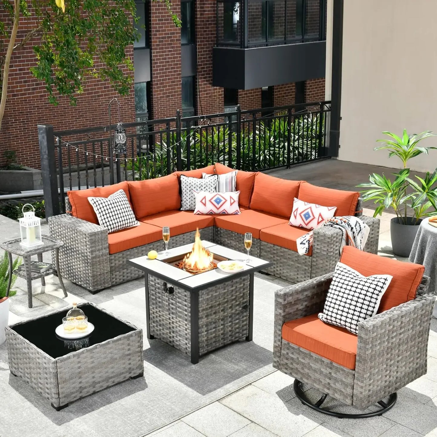 Modular Wicker Patio Sectional Furniture Set