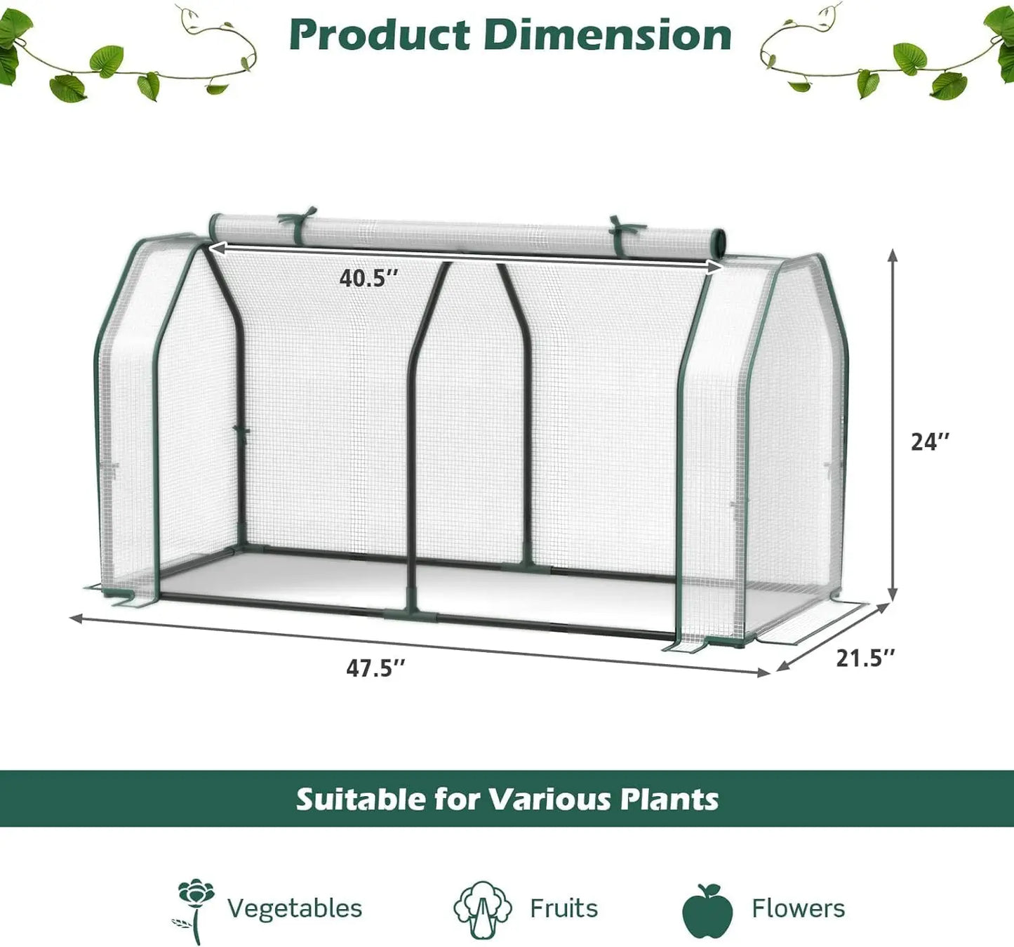 Mini Greenhouse with Rolled Up Zipper Door