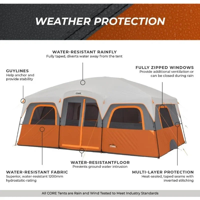 12 Person Multi Room Tent w/Storage Pockets