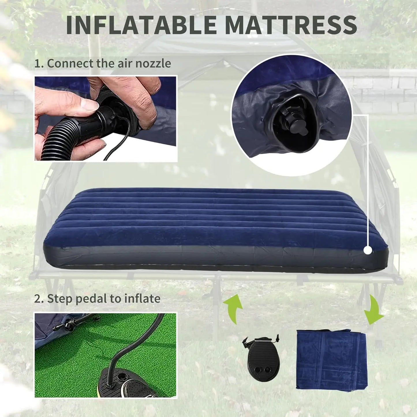 2 Person Foldable Camping Cot with Tent,