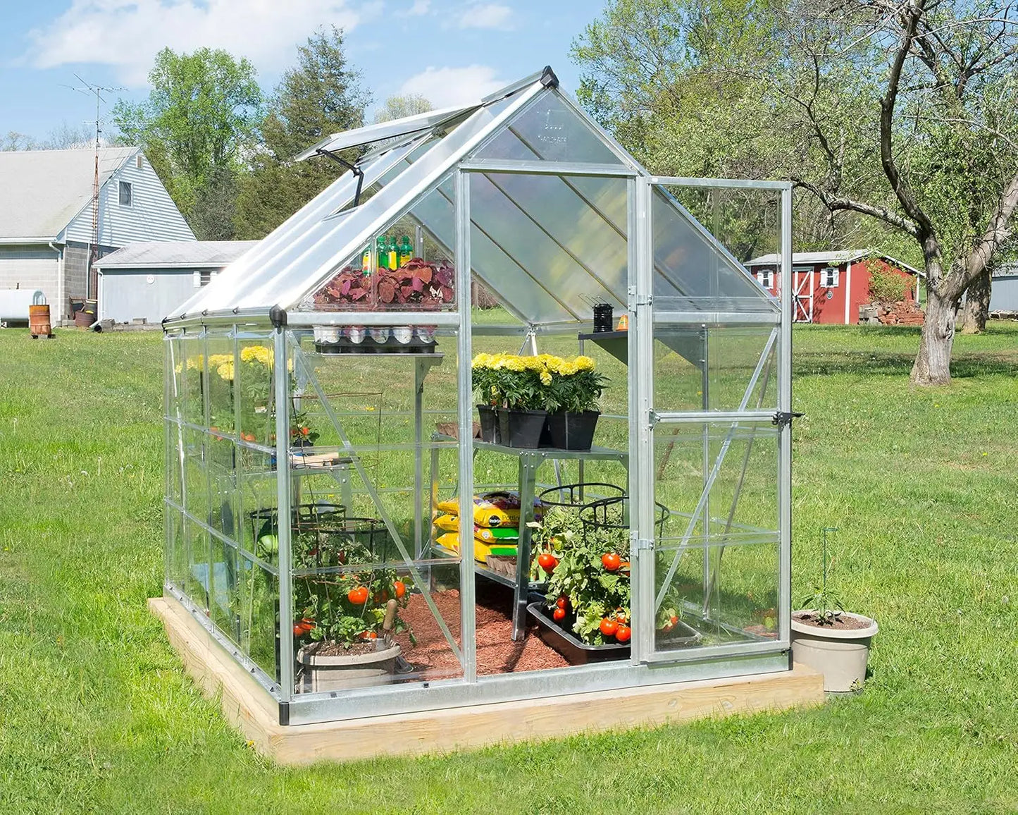 6' X 8' Greenhouse Silver with Plant Hangers