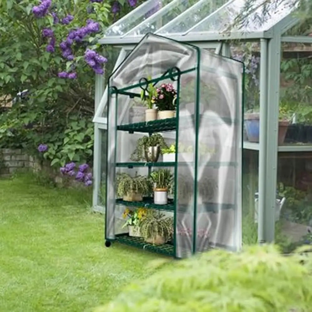 Mini Greenhouse with Locking Wheels and PVC Cover