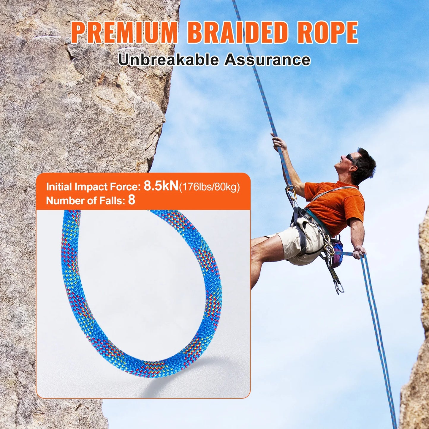 10.2mm Dynamic Climbing Rope 197ft