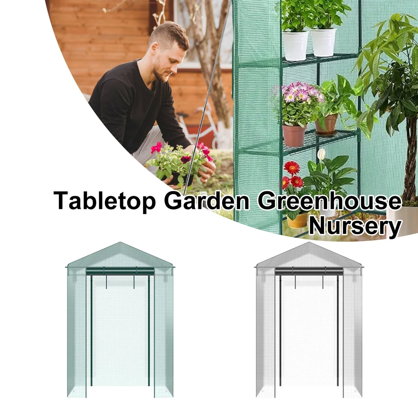 Greenhouse Replacement Cover w/Roll-up Zipper Door Without Bracket