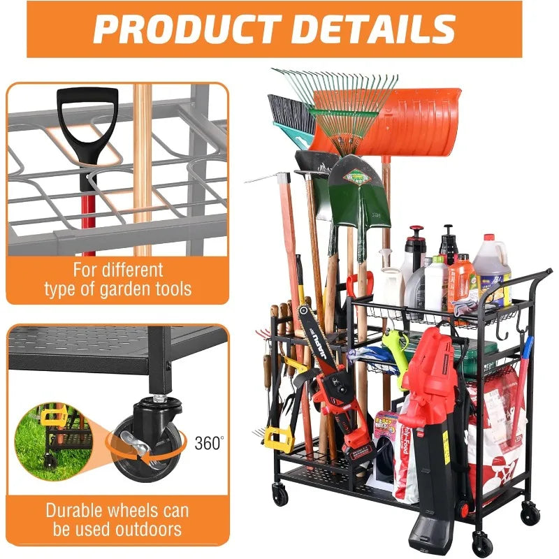 Garden Tool Organizer with Wheels