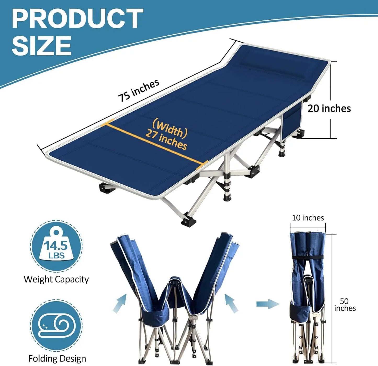 2 Pack Camping Cot with Mattress