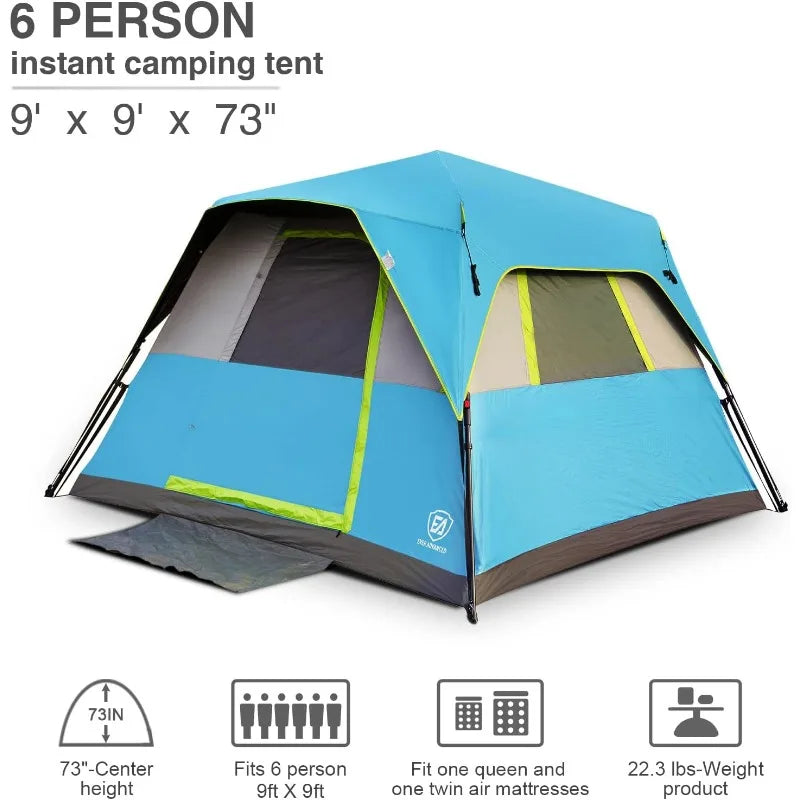 6 Person Blackout Camping Tent w/Rainfly