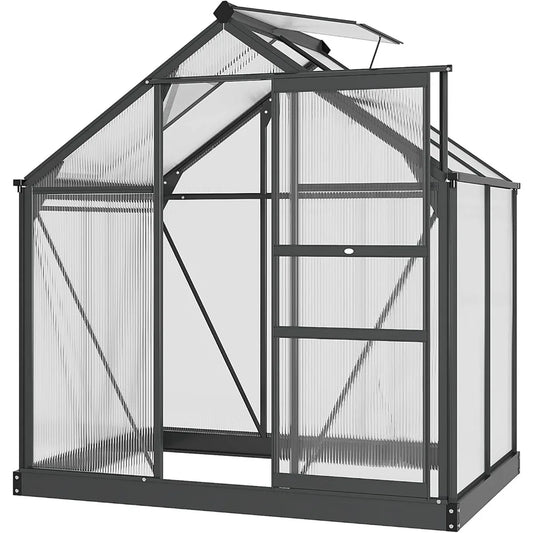 6' x 4'Polycarbonate Greenhouse w/Rain Gutter and Roof Vent