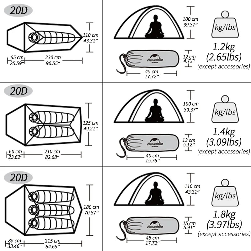 3 Person Ultralight Waterproof Tent