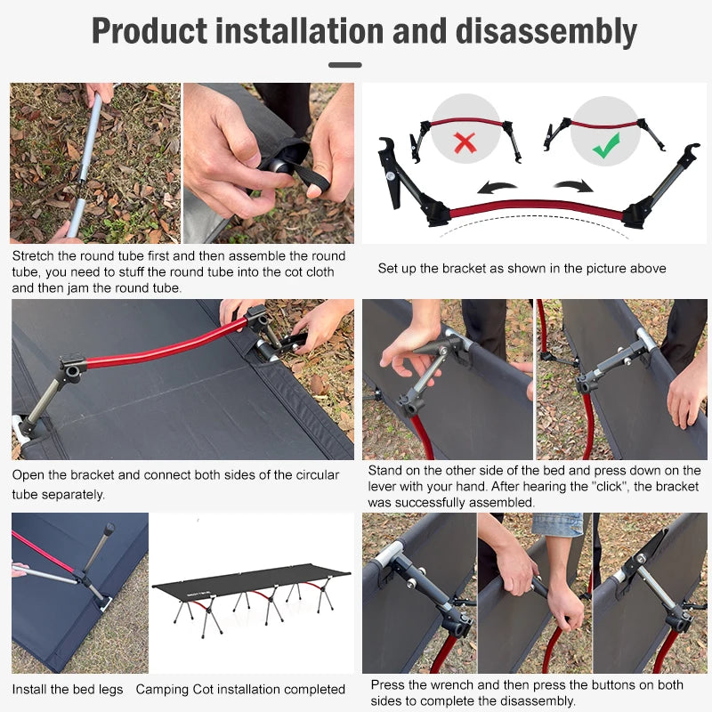 Ultralight Camping Cot with Leg Extenders / Folding Bed