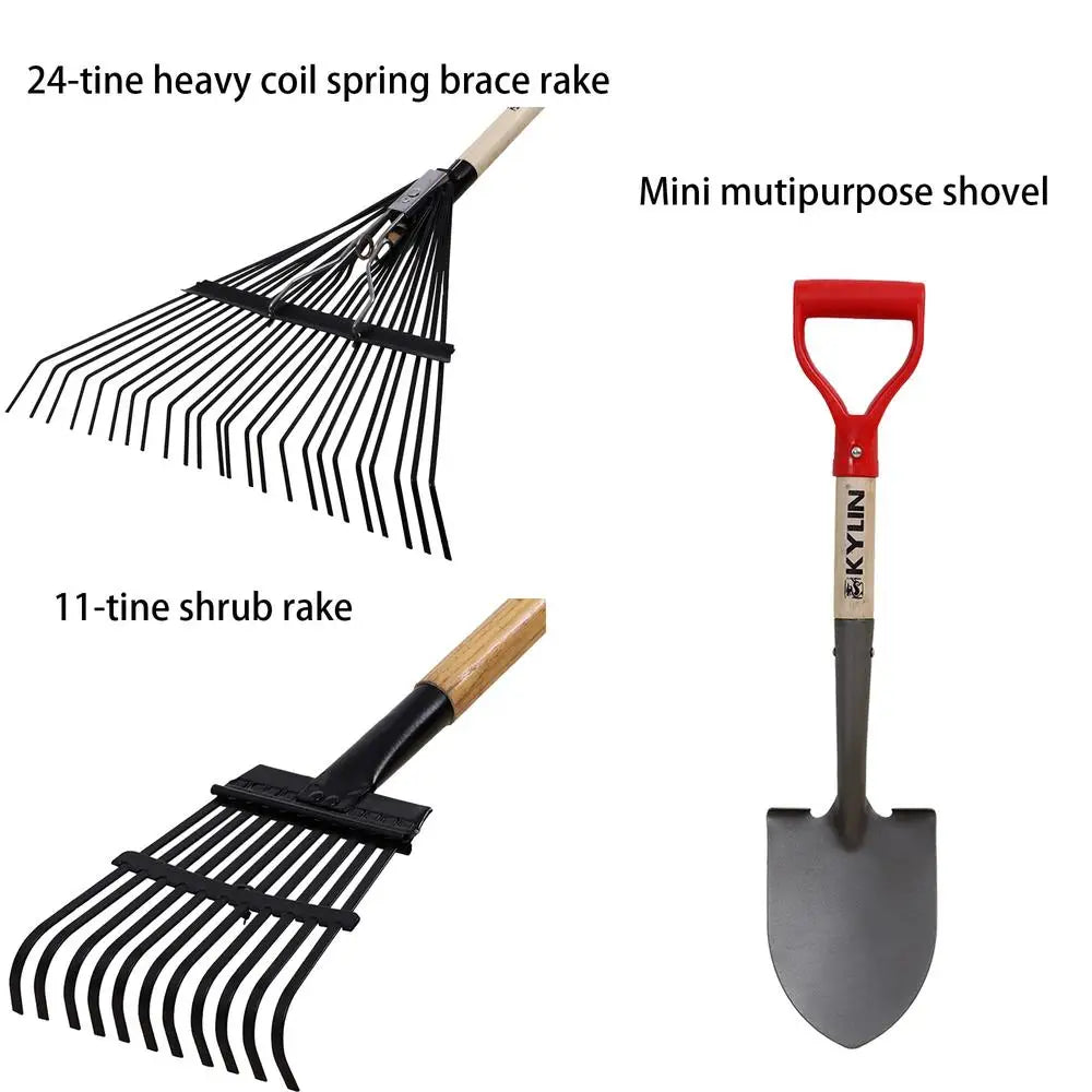 7-Piece Shovels Rakes Hoe Set