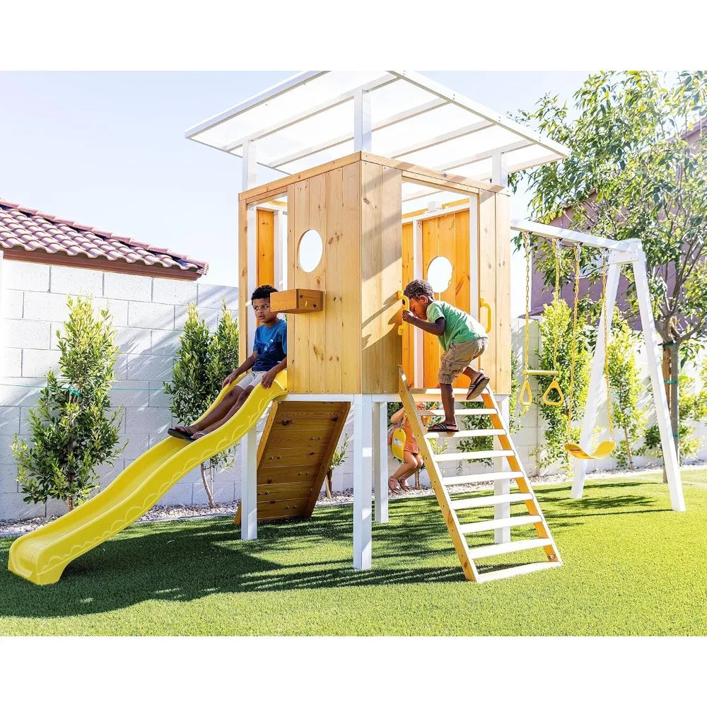 Backyard Wood Playground Playset 2 Belt Swings