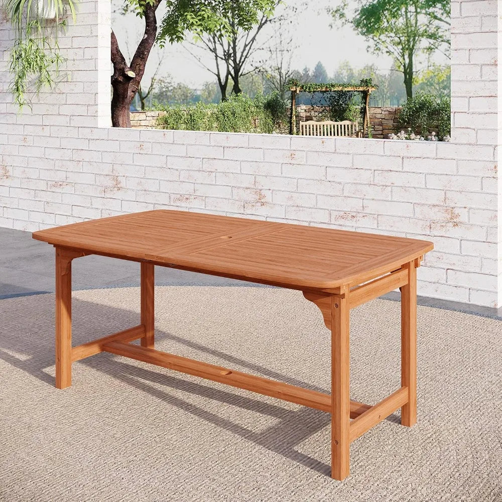 Acacia Wood Expandable Patio Dining Table for 6-8