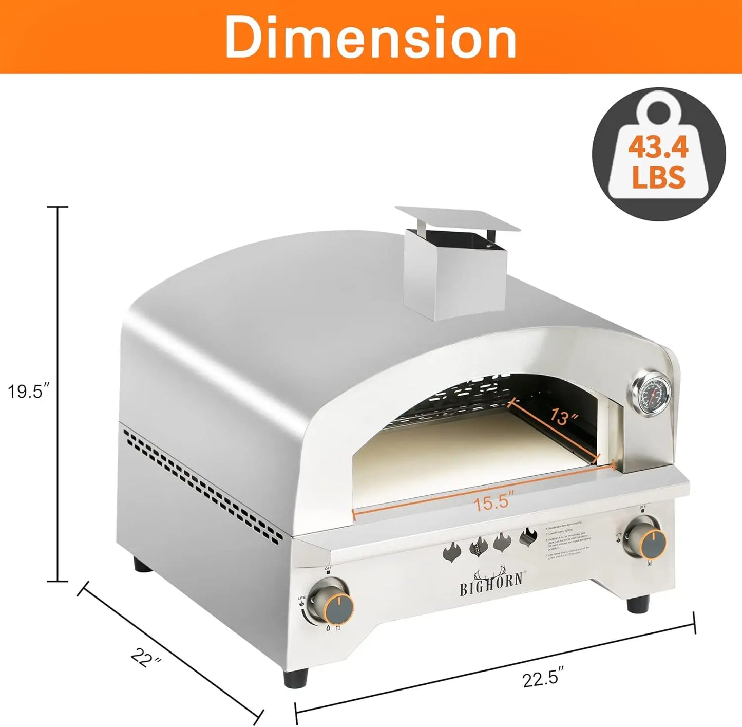 Portable Propane Pizza Oven w/13 Inch Pizza Stone