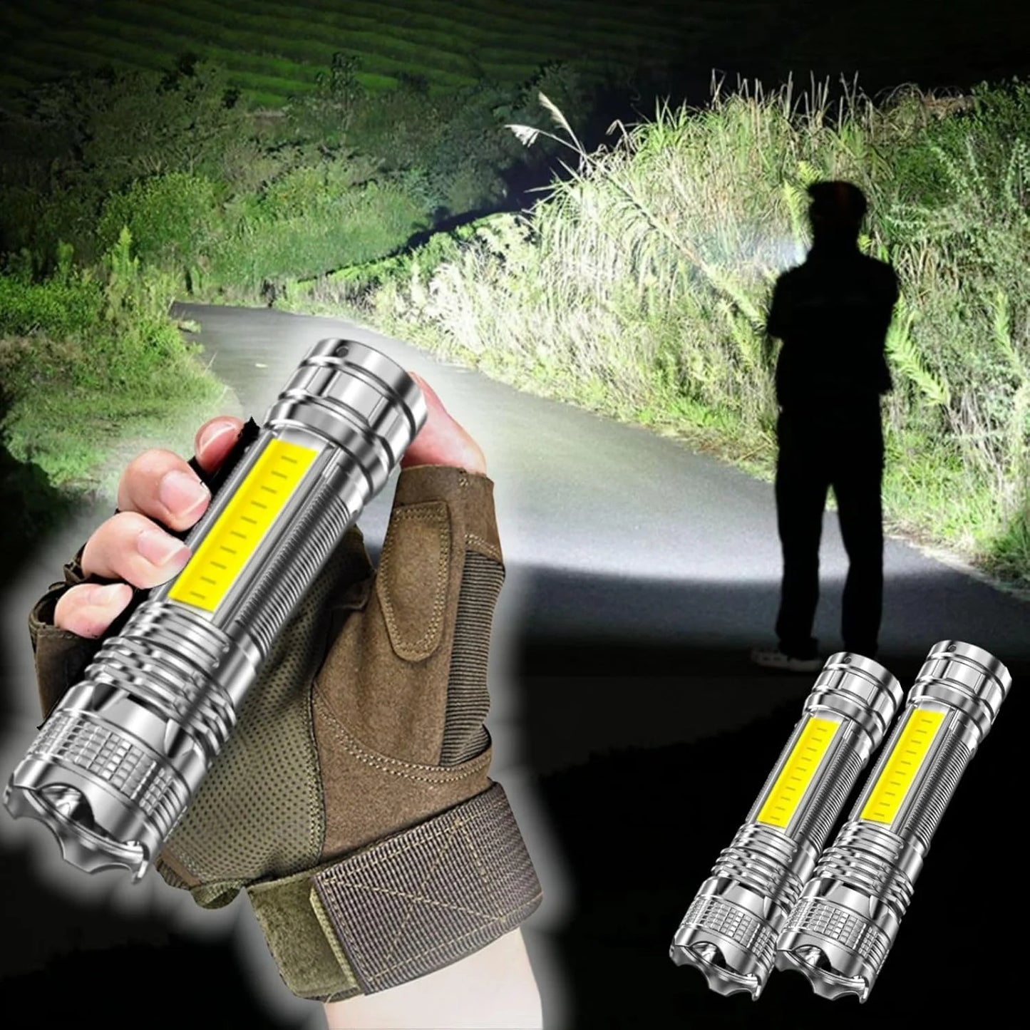 2pc High Lumens Zoomable Led Rechargeable Flashlight