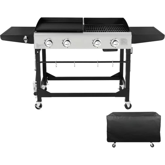 4- Burner portable gas grill and grill combination cover