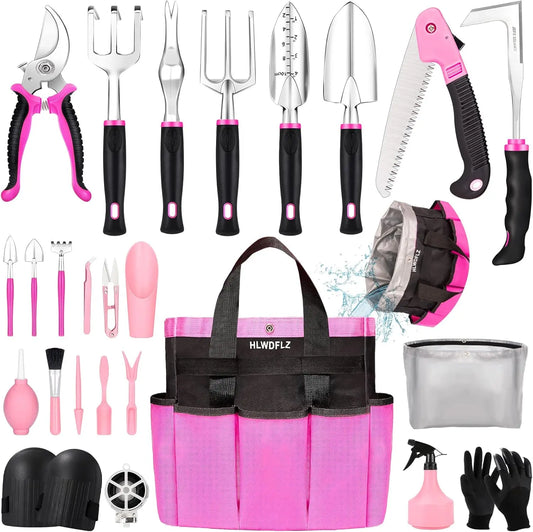 24Pcs Heavy Duty Garden Tools w/Detachable Storage Bag