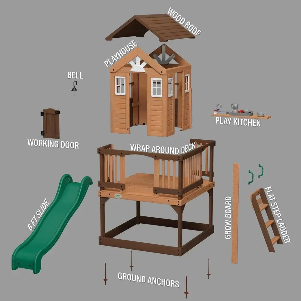 Playhouse, Play Kitchen, 6 Ft Wave Slide