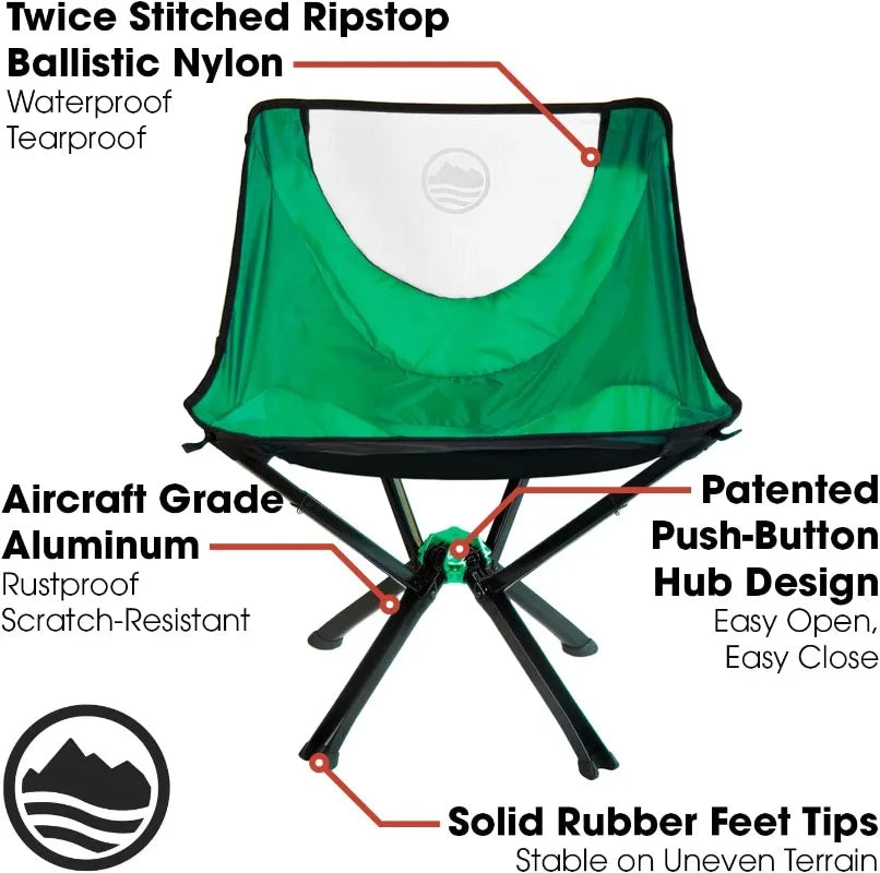 Lightweight Folding Chair for Camping - Supports 300 Lbs