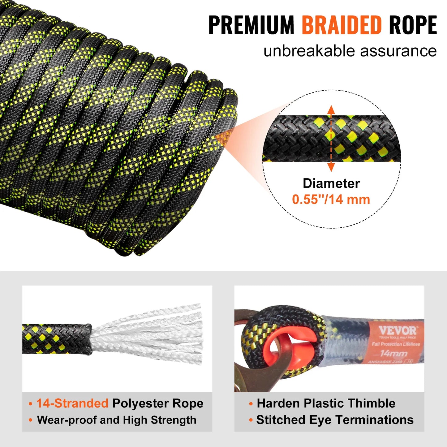 Vertical Lifeline 150ft Outdoor Climbing Rope