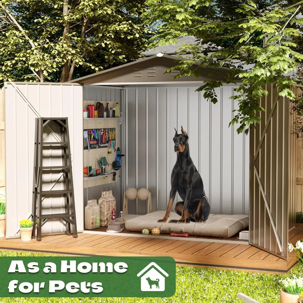 6' x 4' Outdoor Metal Storage Shed w/Double Lockable Door