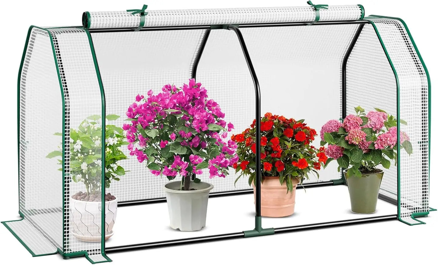 Mini Greenhouse with Rolled Up Zipper Door