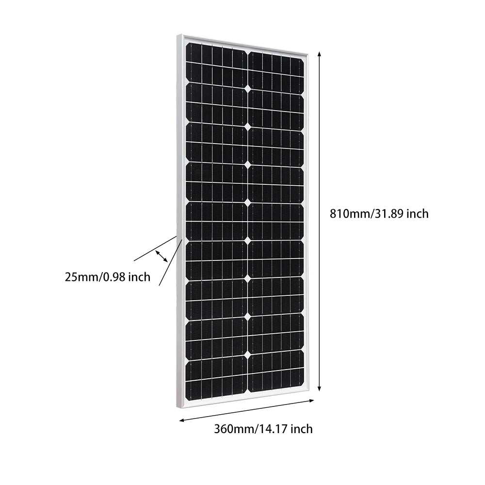 50 Watt Solar Panel Monocrystalline Cell 12 Volt Power Generator