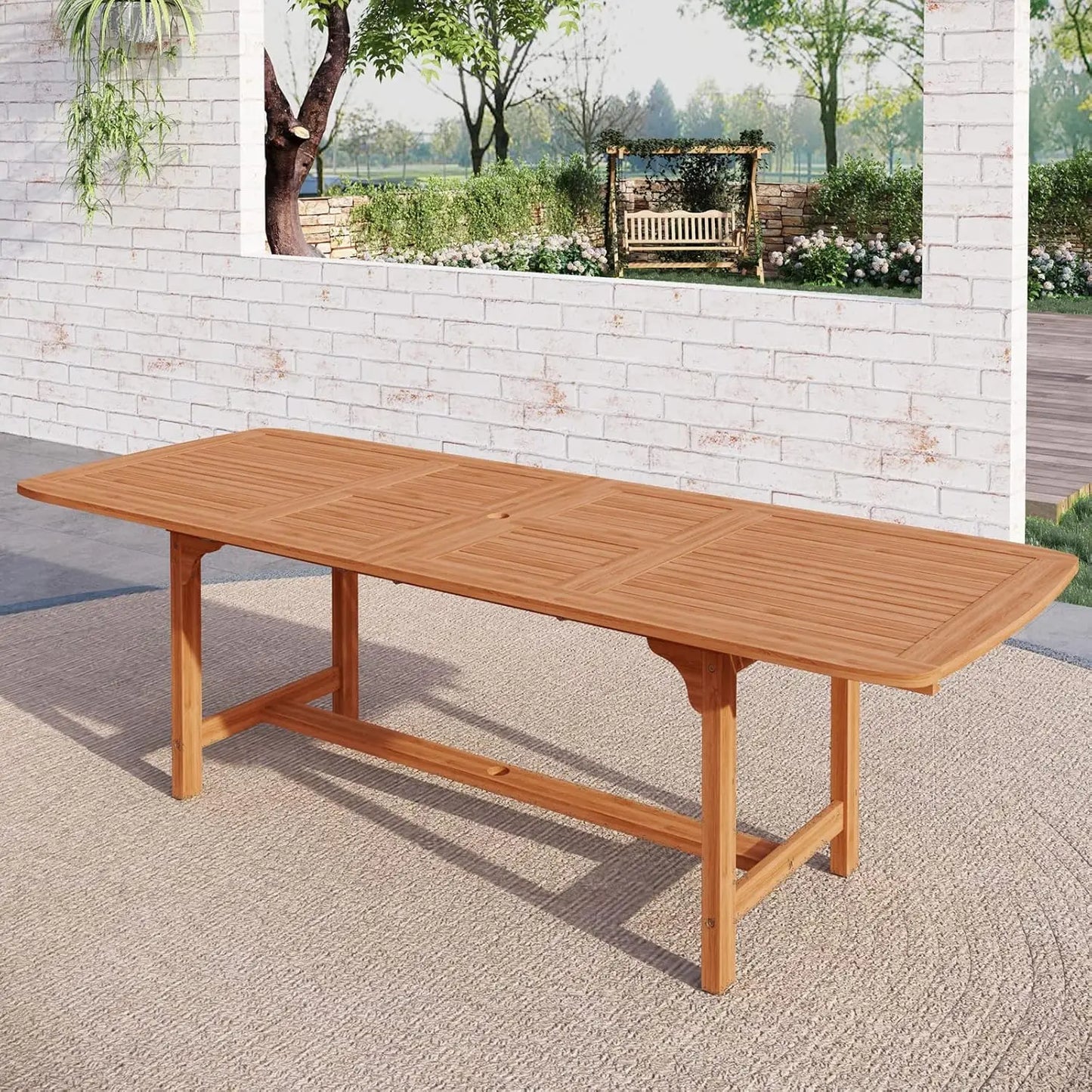 Acacia Wood Expandable Patio Dining Table for 6-8