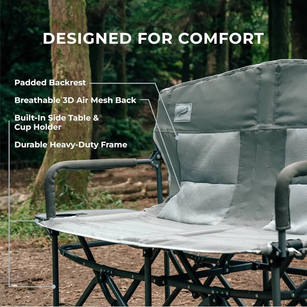 Oversized Double Portable Folding Director’s Loveseat Chair